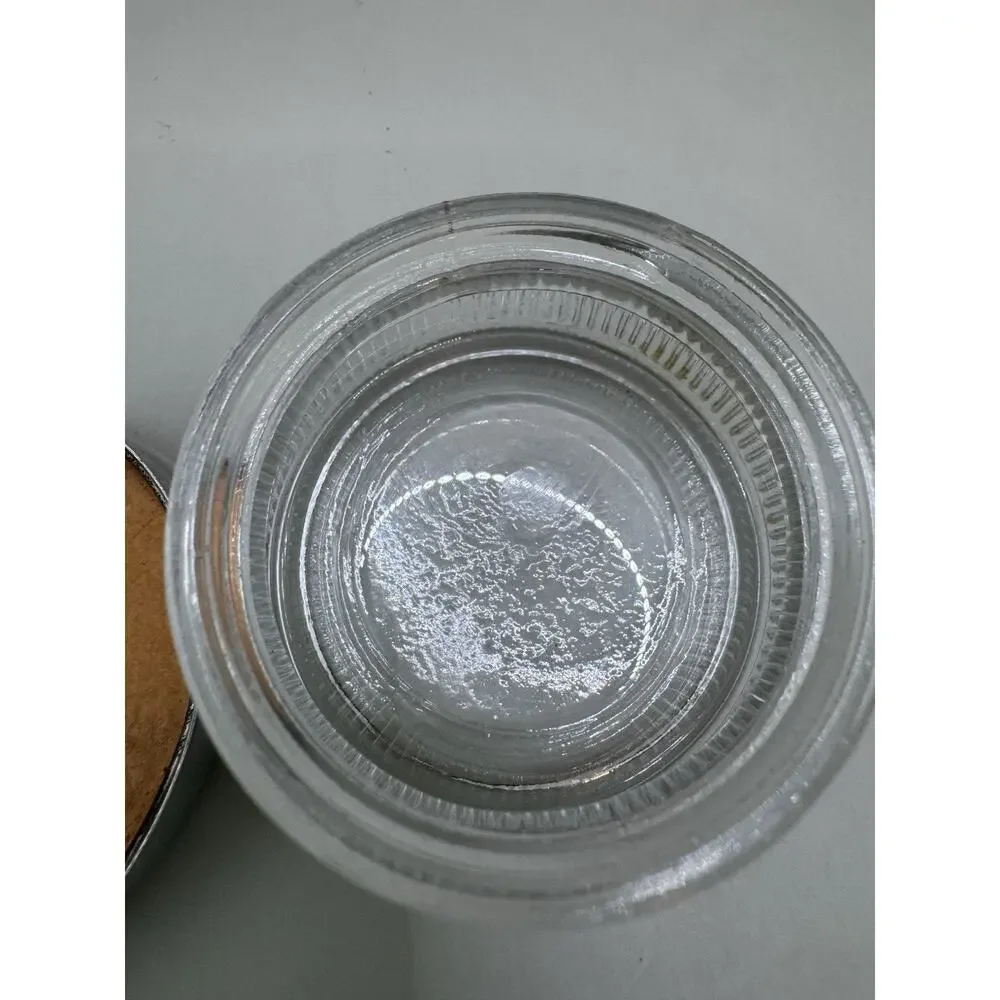 Vintage Vanity Powder Jar Ribbed Glass w/ Floral Metal Lid 1930s-50s